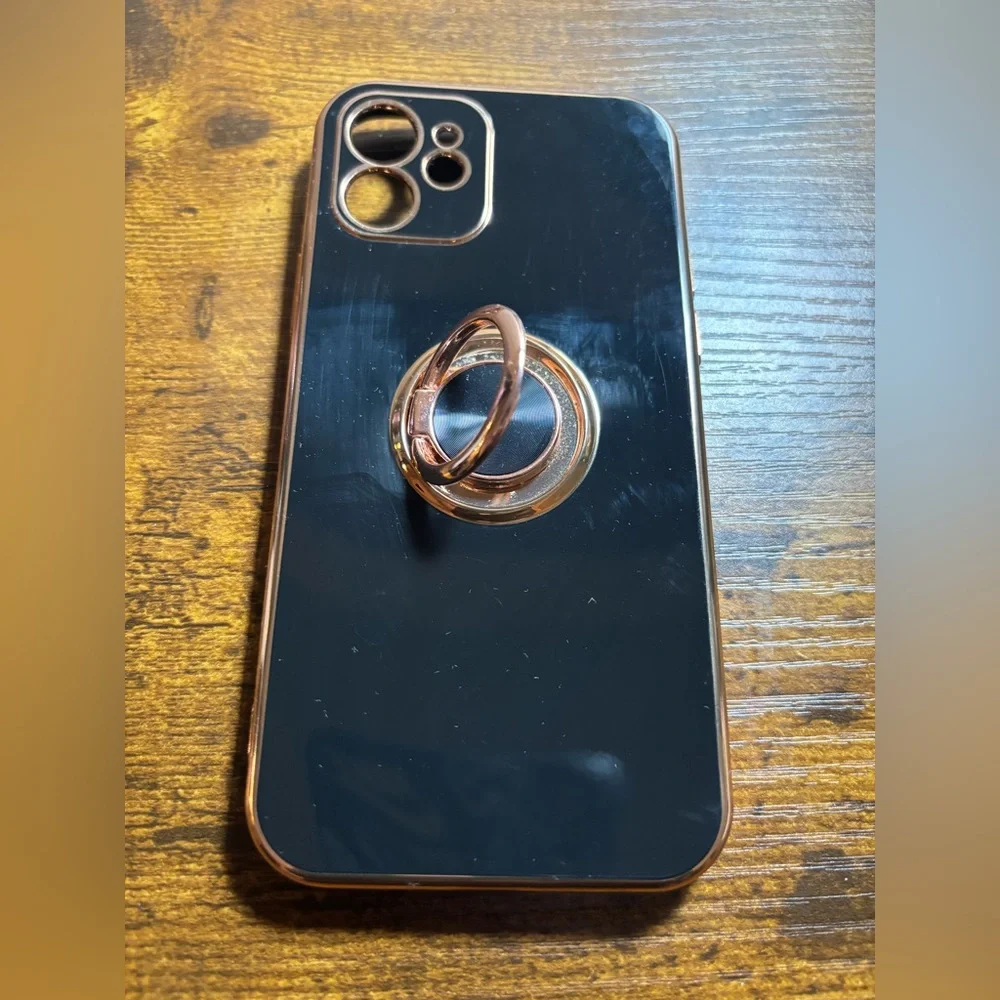 Black iPhone 12 Case with Ring Holder
